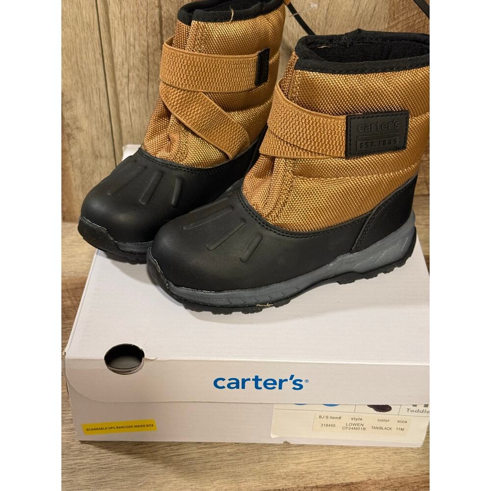 Carters Toddler Kids' Lowen Light up Winter Snow/Rain Boots Tan/Black Size 11T